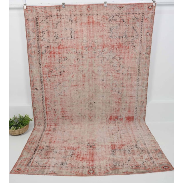 Textile 1970s Vintage Handmade Wool Cotton Red Area Rug For Sale - Image 7 of 12