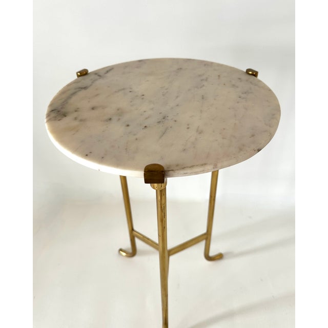 2010s Brass and Marble Tripod Accessory or Drinks Table For Sale - Image 5 of 12