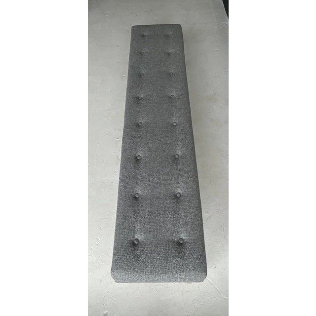 1980s Large Rustic Turned Leg Tufted Bench For Sale - Image 4 of 12