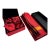 Late 20th C. Boxed Set of 4 Walai Crimson & Orange Stripe Silk Placemats & Napkins For Sale
