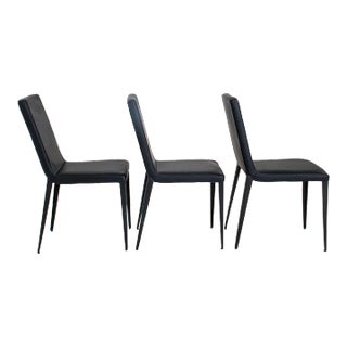 Italian Modern Style Black Dining/Side Chairs, 3 For Sale