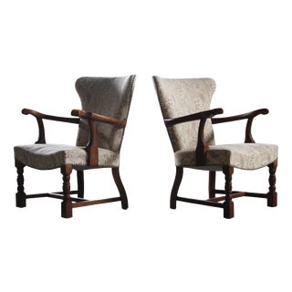Vintage Danish Art Deco Armchairs in Oak, 1940s, Set of 2 For Sale