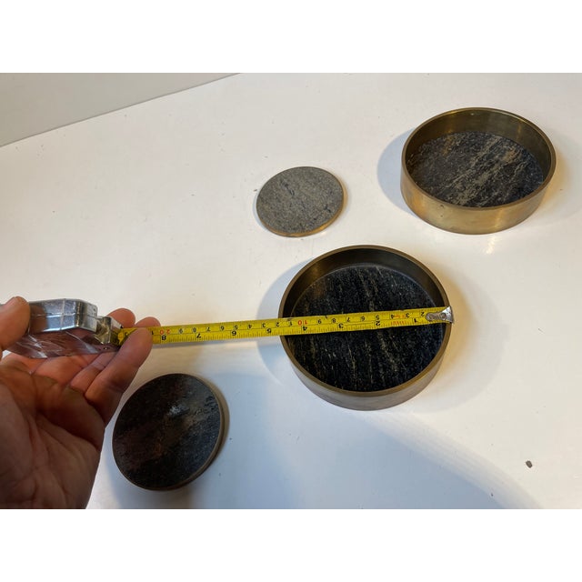 Metal Mid-Century Natural Stone Wine and Drink Coasters from Saulo, Norway, 1960s, Set of 4 For Sale - Image 7 of 10