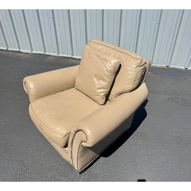 Early 21st Century Baker Furniture Leather Club Chair With Nailhead Trim For Sale - Image 5 of 8