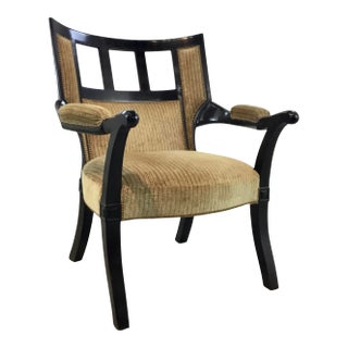 Transitional Gold and Brown Curvy Accent Chair For Sale