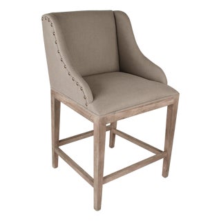 Connor Counter Stool - Gray Linen / Limed Grey Oak Frame For Sale