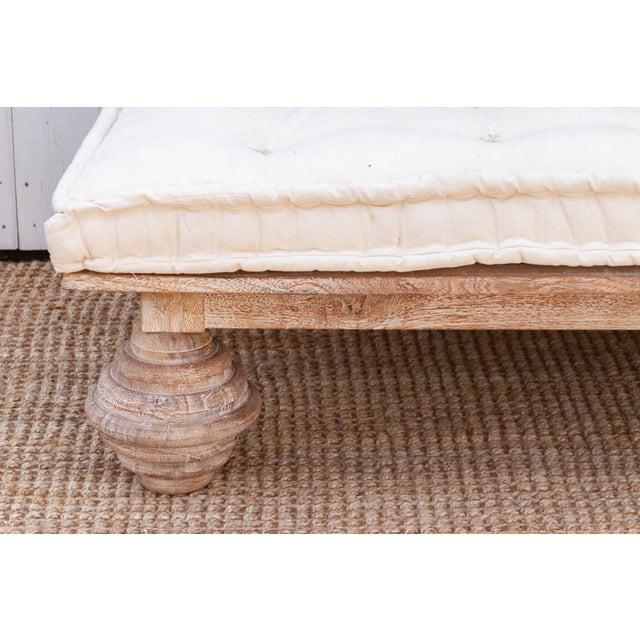 Carved Floral Whitewash Reclaimed Wood Daybed For Sale In Los Angeles - Image 6 of 11