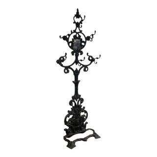 Vintage Cast Iron Hall Tree - Ornate Victorian Coat Rack For Sale