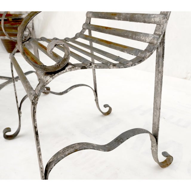 Mid 20th Century Heavy Antique Wrought Iron Outdoor Chairs His & Hers For Sale - Image 5 of 18