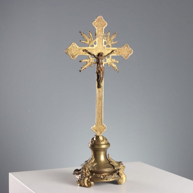 Gilded Bronze Crucifix with Masks and Garlands For Sale - Image 11 of 11