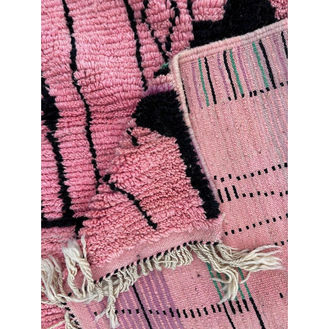 Textile Handmade Pink Moroccan Rug , Soft and Plush Textured Rug For Sale - Image 7 of 9