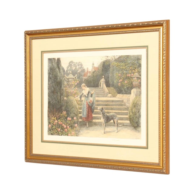 1920s Herbert Dicksee 'The Old Garden' Etching, Custom Framed For Sale - Image 13 of 13