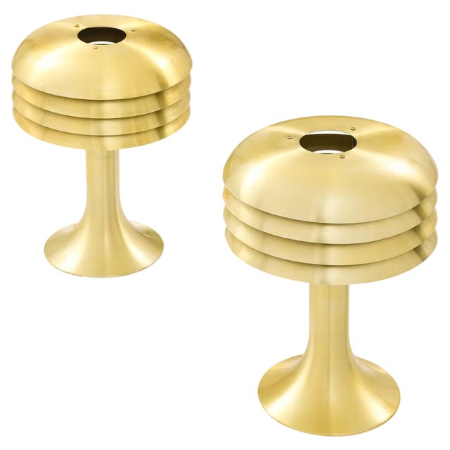 Scandinavian Table Lamps in Brass attributed to Hans-Agne Jakobsson, 1950s, Set of 2 For Sale