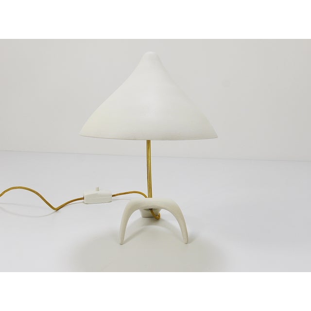 1950s Mid-Century White Brass Table Lamp attributed to Karl-Heinz Kinsky for Cosack, 1950s For Sale - Image 5 of 18
