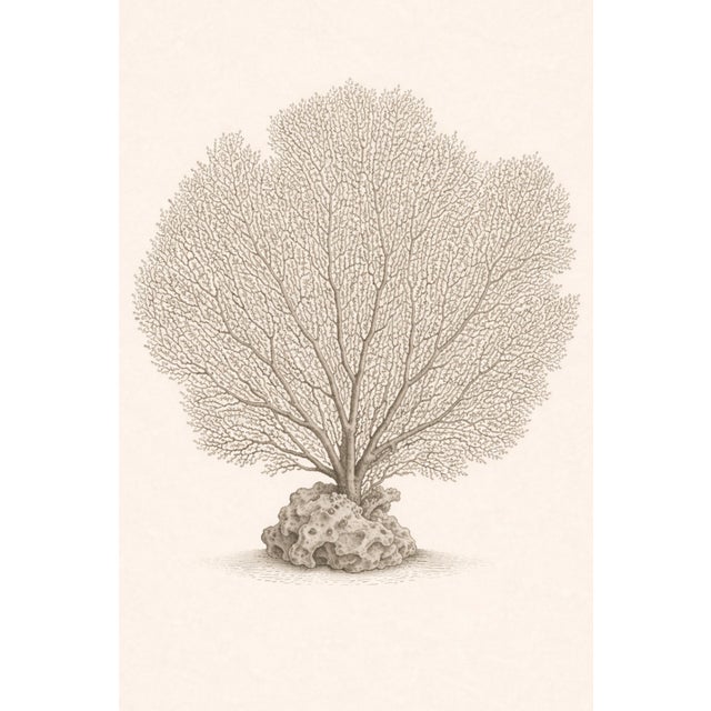 Paper Coastal Sea Life Study Collection, Minimal Botanical & Shell Art Prints, 24" × 36" (Set of 3) For Sale - Image 7 of 10