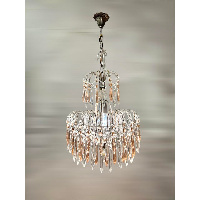 Italian Antique Italian Crystal Chandelier For Sale - Image 3 of 11