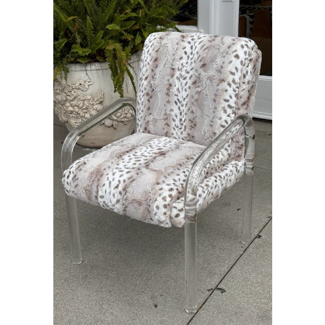 Modern Leon Rosen for Pace Collection Lucite Faux Fur Dining Chair For Sale In Los Angeles - Image 6 of 6