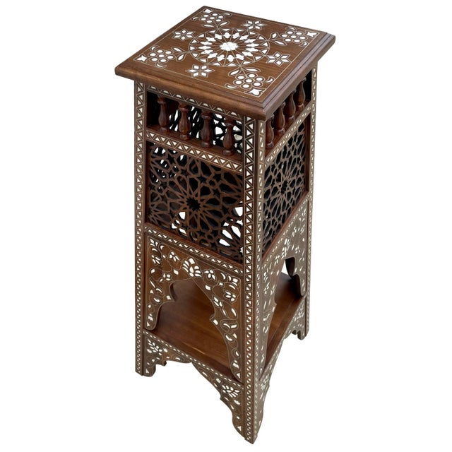 Contemporary Mother of Pearl Inlaid Stand Table For Sale - Image 3 of 8