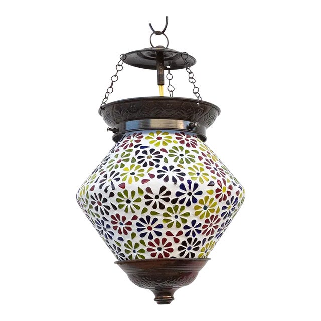 Small Colorful Floral Hanging Lantern For Sale