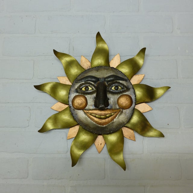 Sun Burst Face Wall Art in the Style of Sergio Bustamante For Sale - Image 4 of 8