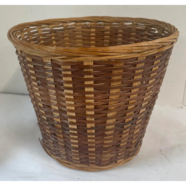 Wood Vintage Wicker Waste Basket For Sale - Image 7 of 7