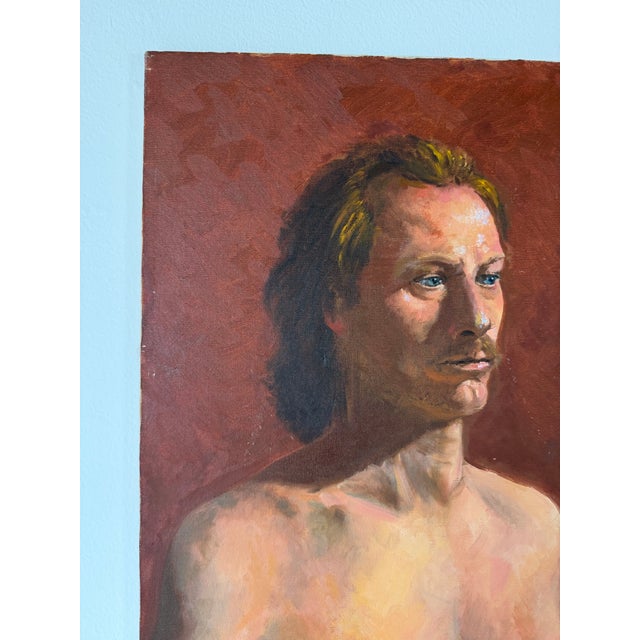 1970s Vintage Figurative Male Portrait Oil on Canvas Painting – Signed For Sale - Image 11 of 12