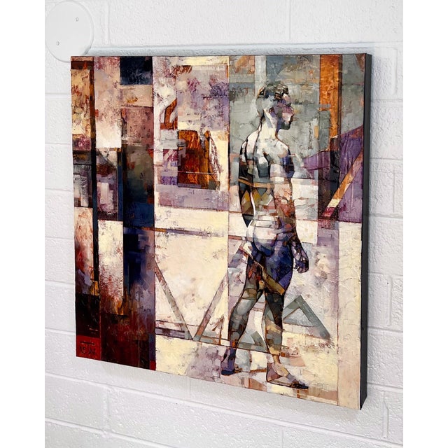 Peripheral Dream presents a figure standing amidst a complex interplay of abstract forms and textures, merging the human...
