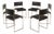 Italian SQ Dining Chairs in Brushed Steel and Black Vegan-Leather, 1970s, Set of 6 For Sale