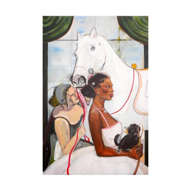 2020s Moisés Villafuerte Pastel-Toned Abstract Contemporary Figurative Painting of a Bride with Helper, 2022 For Sale - Image 5 of 12