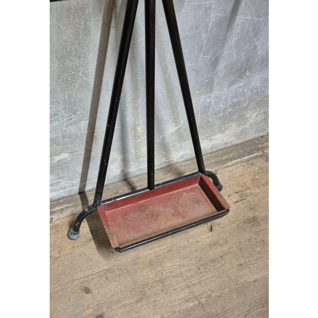 Wood Vintage Coat Rack in Black Metal by Roger Feraud, 1970s For Sale - Image 7 of 8