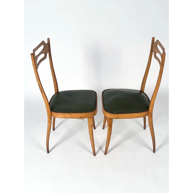 Mid-Century Modern 1950s Italian Dining Chairs With Sculptural Backs in the Style of Pirelli Sapsa - Set of 5 For Sale - Image 3 of 15