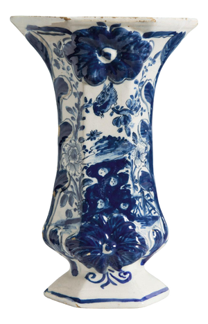 Delft Blue and White Chinoiserie Beaker Vase, 18th Century