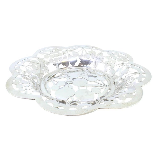 Fruit-Shaped Silver Fruit Bowl with Openwork Feet For Sale - Image 6 of 6