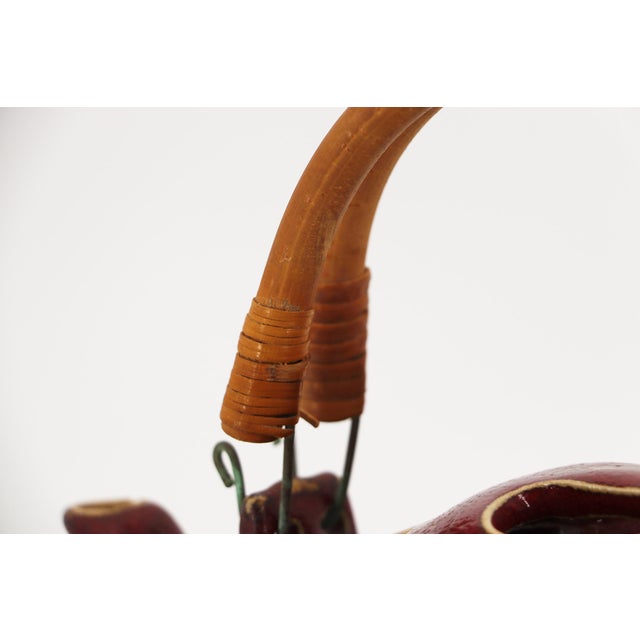 1900s Chinese Oxblood Glaze Stoneware Teapot With Bamboo Handles For Sale - Image 4 of 13