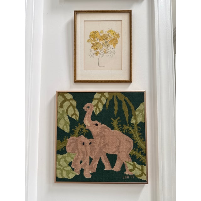 Mid-Century Modern Framed Elephant Needlepoint For Sale - Image 3 of 9