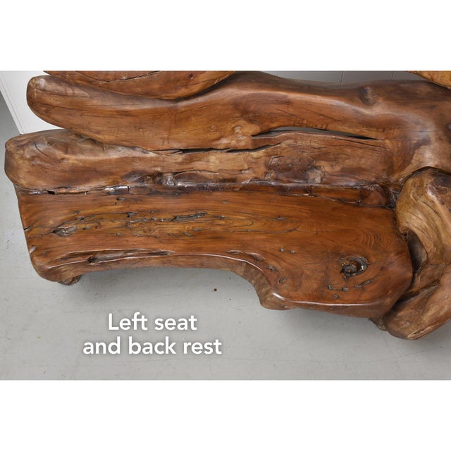 Coffee Freeform Sculptural Organic Modern Wood Sofa Bench For Sale - Image 8 of 15