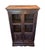 Beautiful antique storage bird cage style wooden cabinet with metal spindle front doors and two storage drawers below....