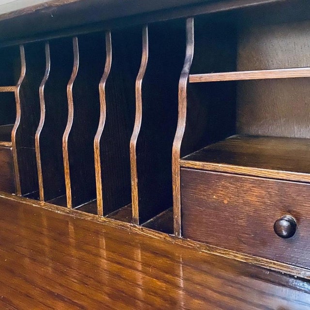 Vintage Oak Writing Secretary in Oak with Fall-Front For Sale - Image 6 of 10