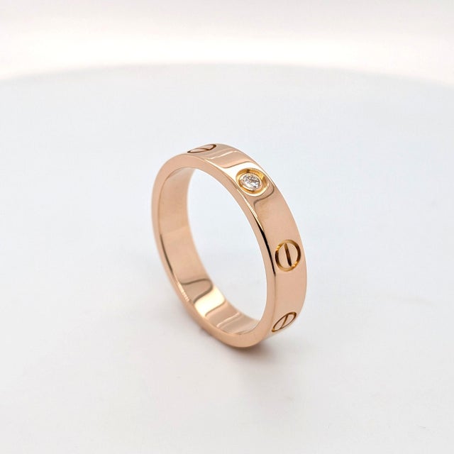 Cartier Cartier "Love" Ring With a Single Diamond in 18k Rose Gold - Size 6.75 For Sale - Image 4 of 10