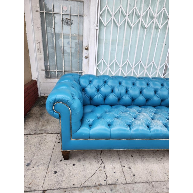 Sky Blue 1960's Blue Chesterfield Sofa For Sale - Image 8 of 12