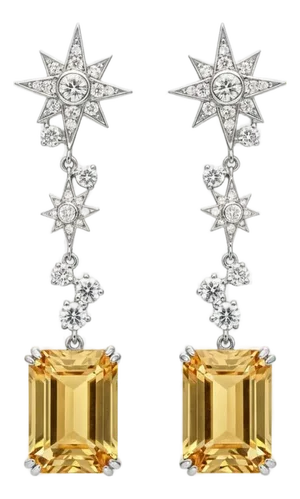 Citrine and Colorless Topaz Drop Earrings Silver, Gold, A Pair