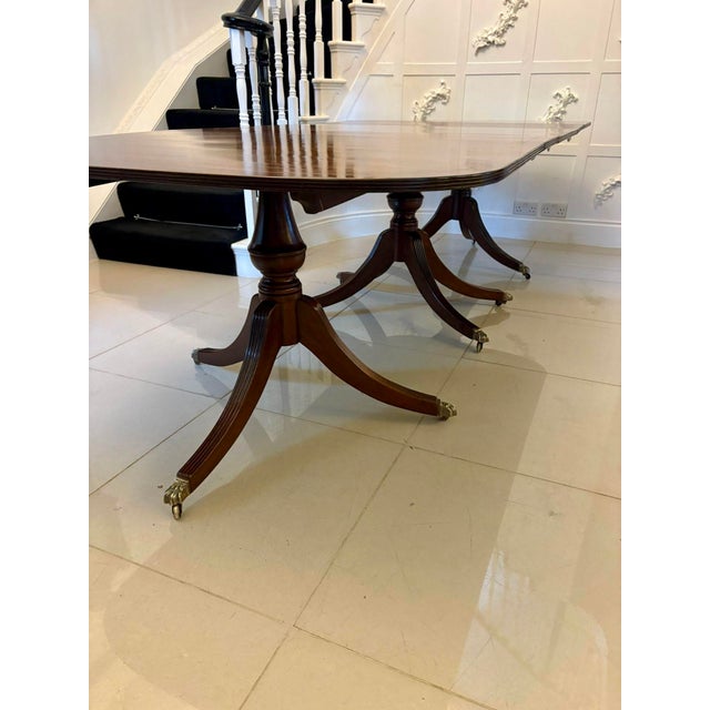 Antique Edwardian Triple-Pedestal 12-Seater Dining Table, 1900 For Sale - Image 12 of 18