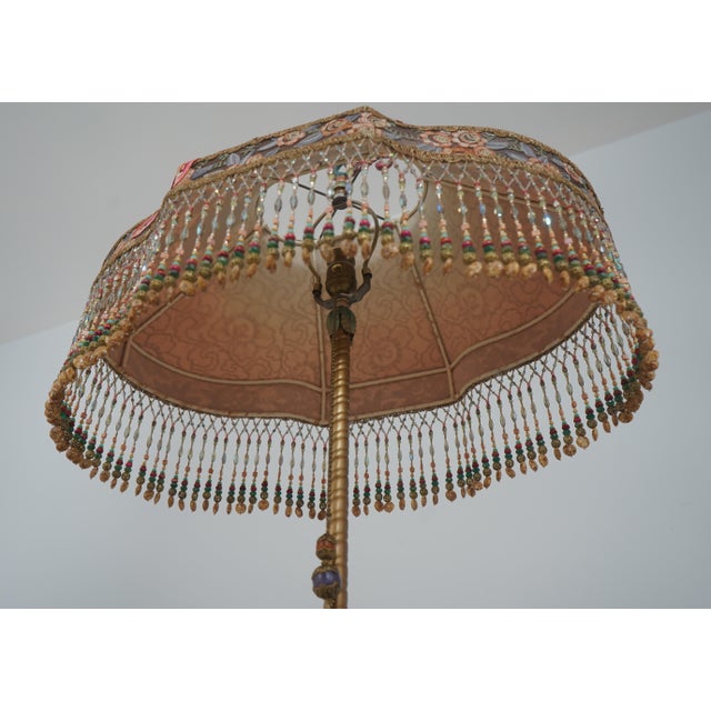 1930s Vintage Art Deco Peacock Shade Floor Lamp For Sale - Image 5 of 18