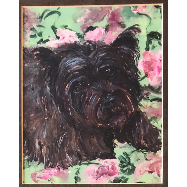 Print on paper after original painting by contemporary artist Judy Henn 7.5 x 9.5 Overall size with brown textured mat &...