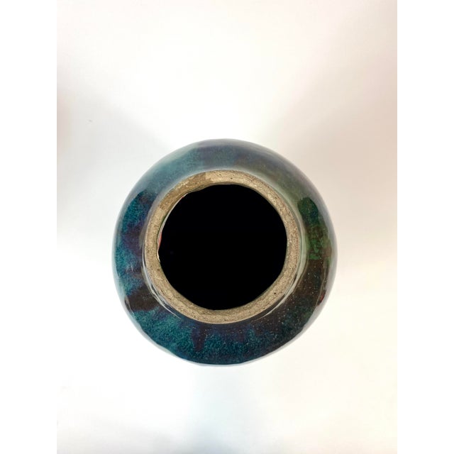 Green Early 19th Century Green Blue Iridescent Vase For Sale - Image 8 of 10