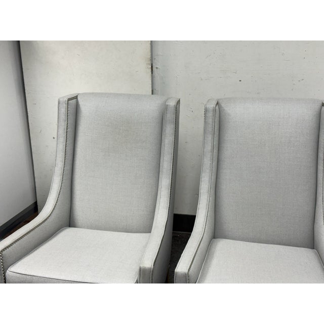 Contemporary Custom Kravet Contemporary Slope Arm Chairs, Pair For Sale - Image 3 of 12