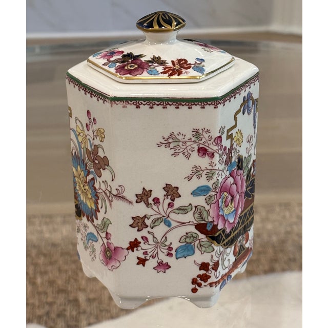 Ceramic Early 20th Century Mason's Brocade Hexagonal Lidded Ironstone Tea Caddy / Jar For Sale - Image 7 of 18