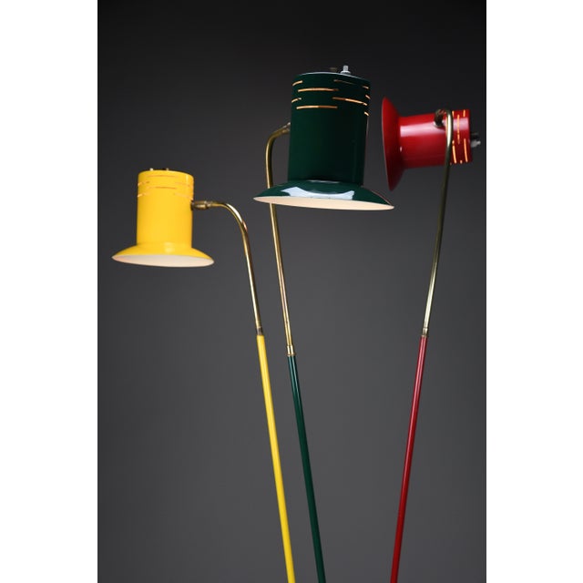 Mid-Century Modern Italian Red Green and Yellow Floor Lamp, 1950 For Sale - Image 13 of 18