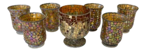 Glass Mosaic Lantern Candle Holders - 7 Pieces