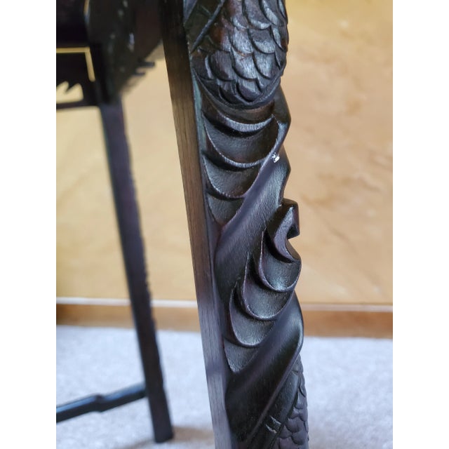 1900s Antique Chinese Carved Dragons Side Table For Sale - Image 11 of 12
